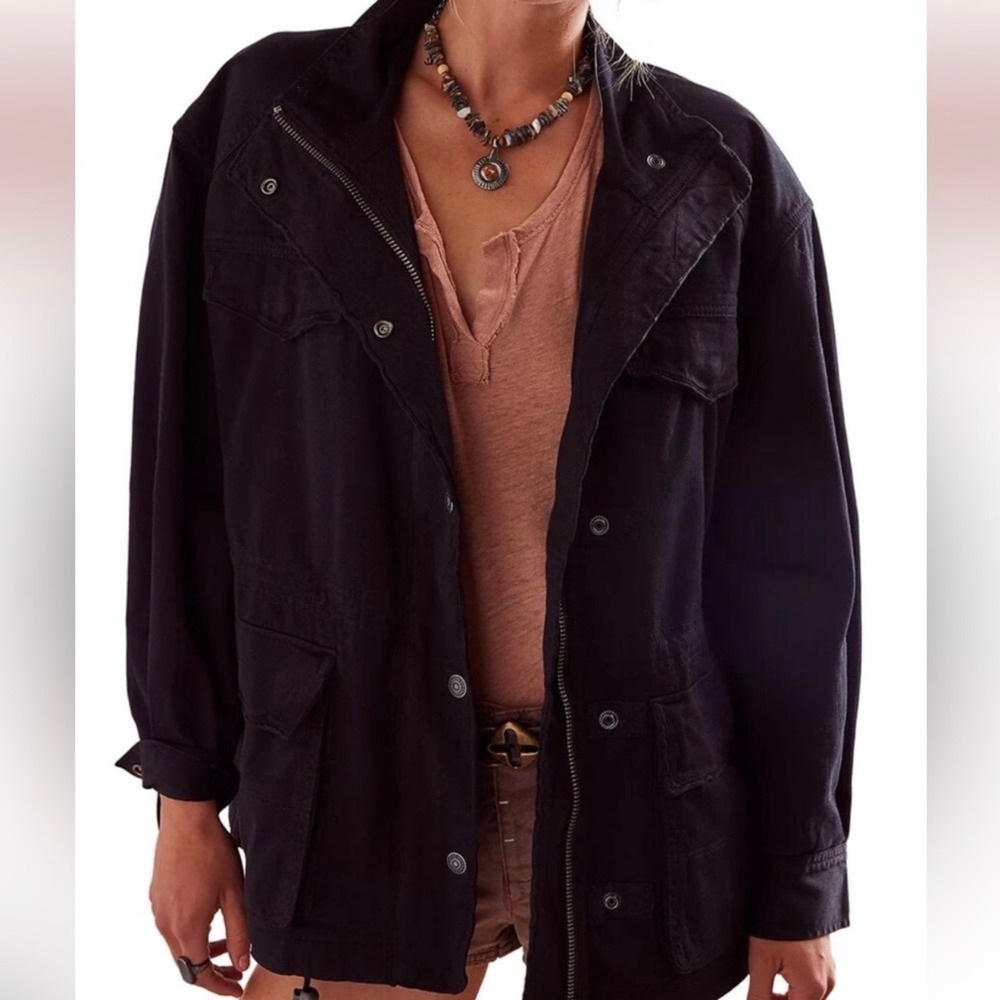 We The Free Free People Black Arya Utility Jacket XS